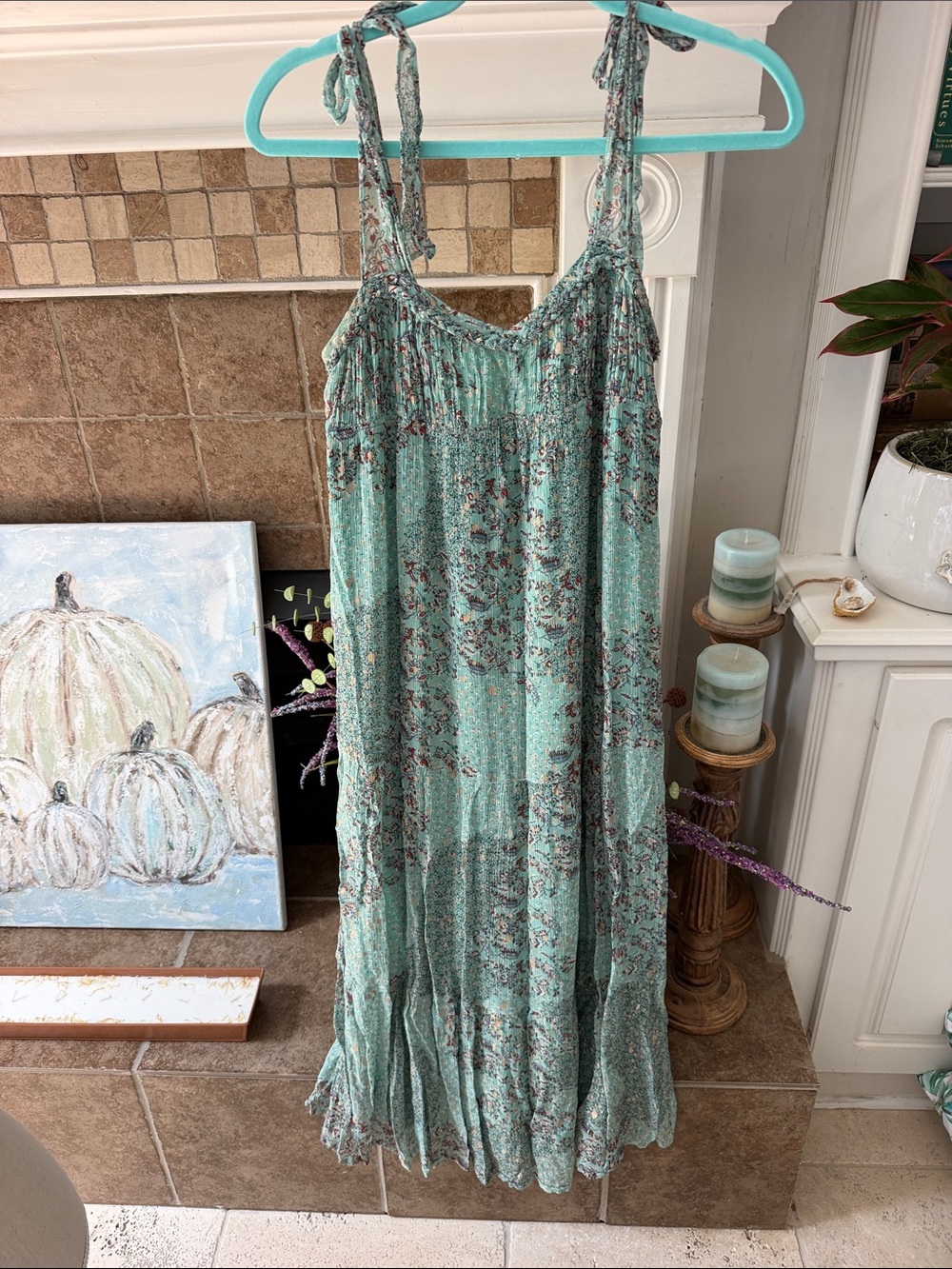BA&SH Odette dress seafoam mint green summer maxi S